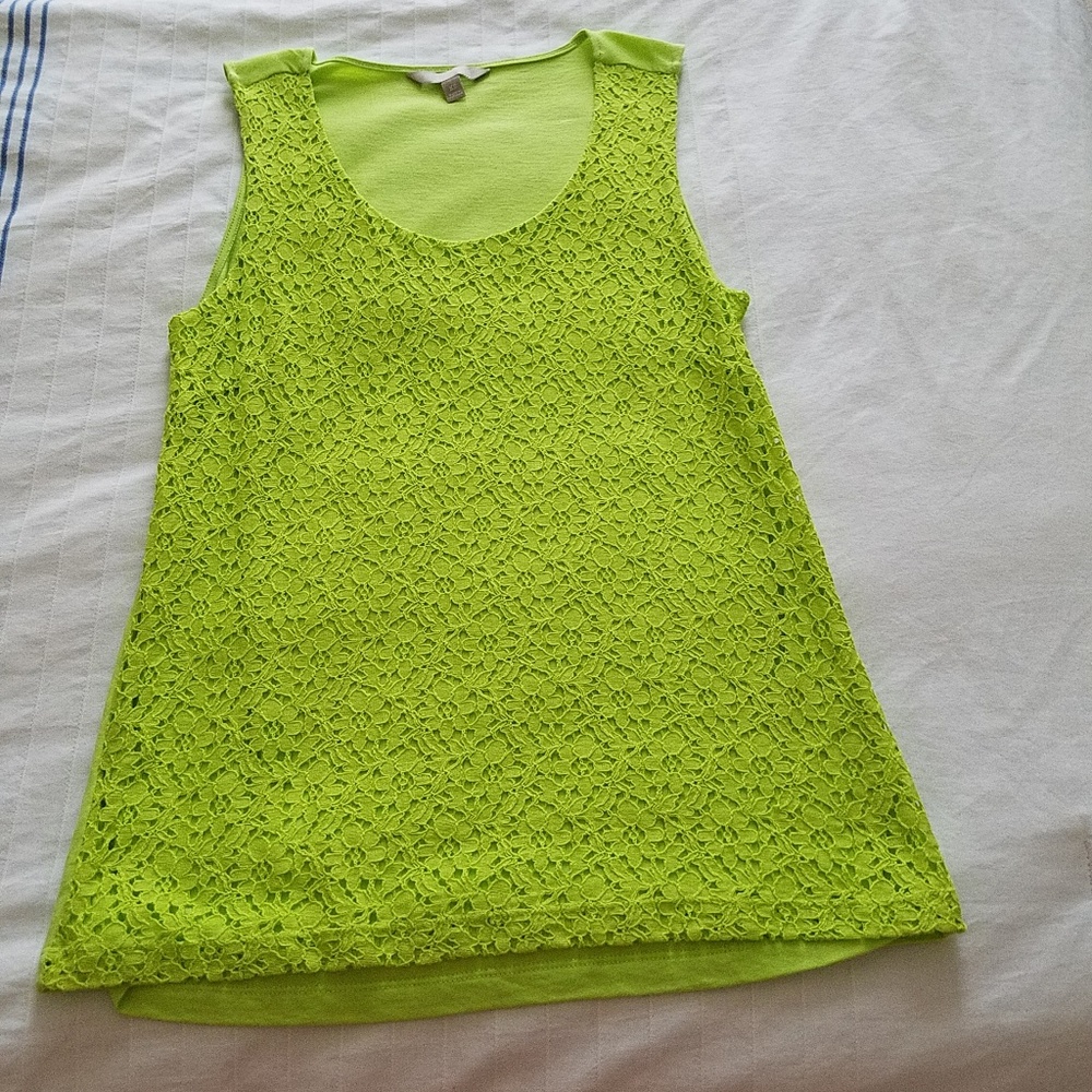 Banana Republic Neon Green Lace Sleeveless Top